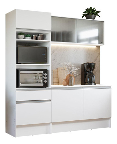 Cocina Integral Completa Modular Madesa Topazio 180cm Color Blanco/Marrón