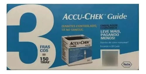 Kit 3 Caixas Tiras De Glicemia Accu Chek Guide 150 Unidades