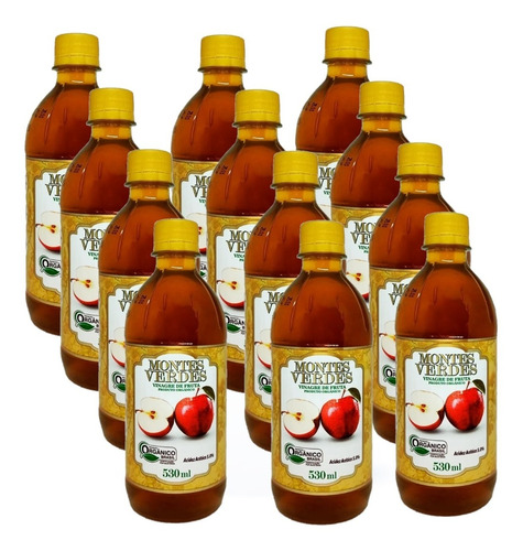 Vinagre De Maçã Orgânico Fruta 530ml 12un Montes Verdes