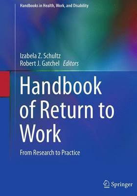 Libro Handbook Of Return To Work - Izabela Z. Schultz