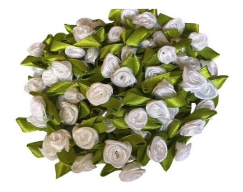 100 Flor/florzinha Rococó Cetim Branca P/ Lembrancinhas 
