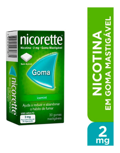 Nicorette Icemint 2mg 30 Tabletes Goma Mastigável Chiclete