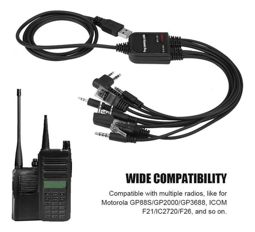 Cabo De Programação Usb 8-em-1 Para Rádios Kenwood/quansheng