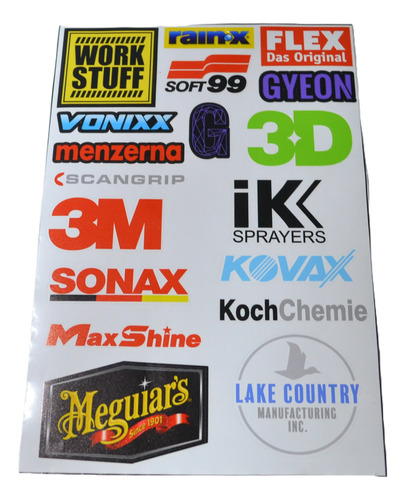 Kit Calcos Sticker Mejores Marcas Detailing Termo Laminadas