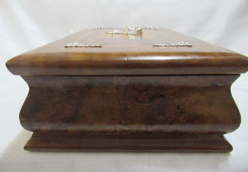 Alhajero Caja Madera Raíz Nogal Marquetería Con Rostro Diosa (Usado)