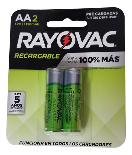 Blíster X 2 Pilas Recargables Aa Rayovac 1350mah 1.2v 