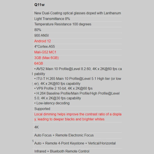 Projetor Touyinger Q11w Fhd 28000 Lms Android12 Wifi Espelha