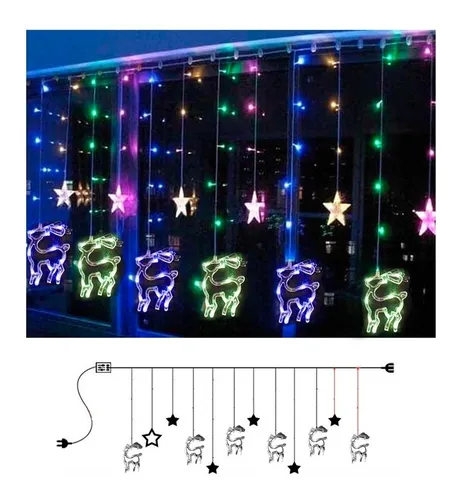 comprar Luces Navideñas Guirnalda Cascada Renos Multicolor 