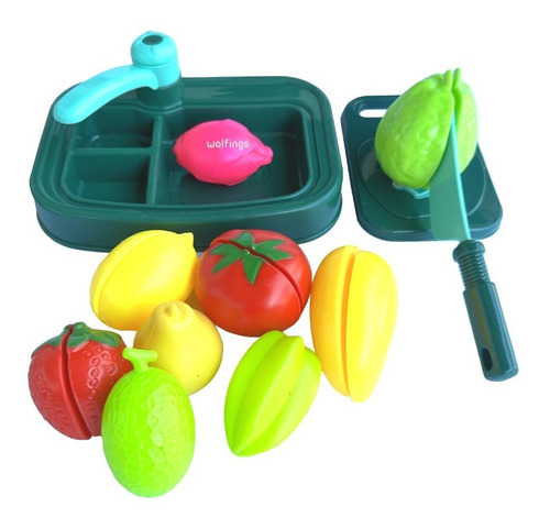 Imagen 6 de 10 de Frutas Con Abrojo Para Cortar Con Tabla Juguete Infantil