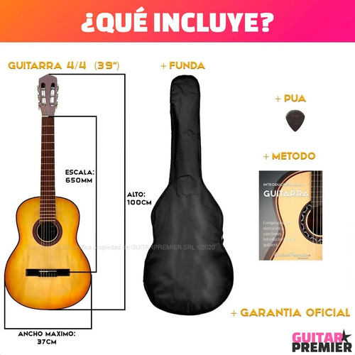 Imagen 4 de 10 de Guitarra Criolla Clasica Calidad Superior Funda Pua Manual