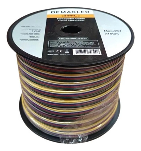 Cable Paralelo 6 Polos Led Rgbww 0.5mm 24awg Rgb + Cct 100m