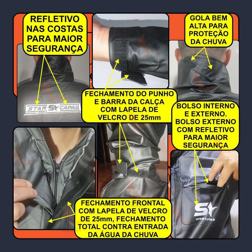 Imagem 2 de 6 de Capa De Chuva Motoqueiro Conjunto De Roupa 100% Impermeável