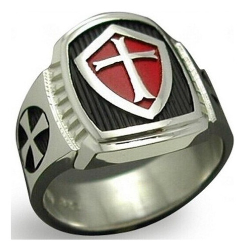 Anillos Armadura Roja Escudo Caballero Templario Cruzado Ani