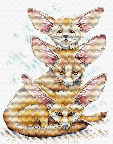 Kit Punto Cruz Fennec Fox Family Sm-509 Mp Studia