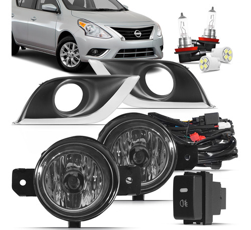 Kit Farol De Milha Auxiliar Nissan Versa 16 2017 + 4 Brindes