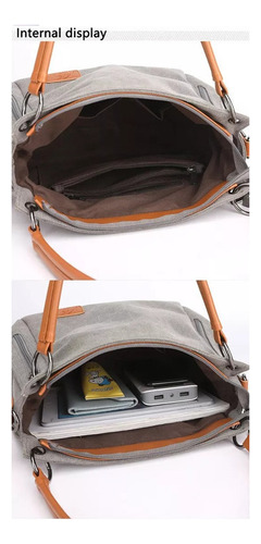 Bolso Bandolera De Mujer En Lona De Algodón Y Piel