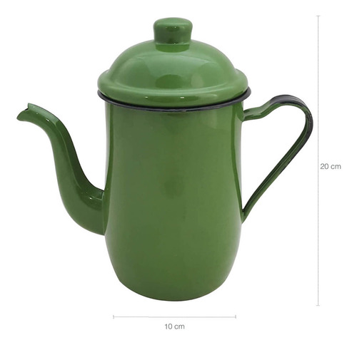 Bule Café Esmaltado 1,25l E 12 Xícaras 70ml Tradicional Cor Verde Botânico