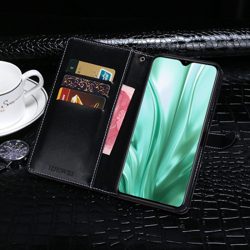 Estojo De Couro Preto Idewei Crocodile Texture Horizontal Fl