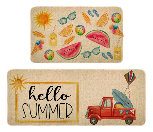 Summer Hello - Juego De 2 Alfombrillas Decorativas Para...