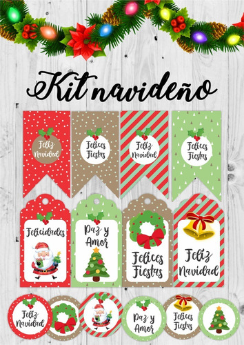 Kit Imprimible Navidad Stickers Y Tags En Pdf No Editable