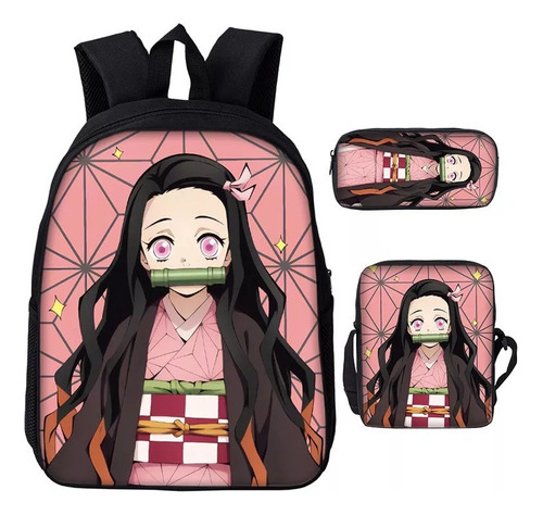 Mochila De Demon Slayer Kamado Nezuko, 3 Piezas