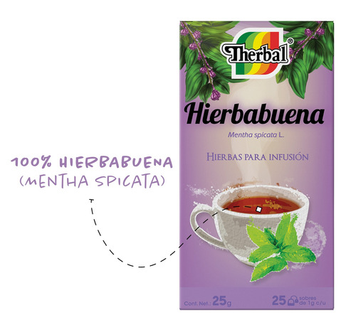 Imagen 2 de 3 de Te De Hierbabuena Therbal Hierbas De Infusion Caja Con 25 Sobres De 1 Gr Cada Uno