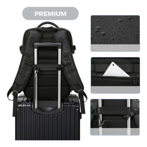 Mochila Executiva Expansível Viagem Impermeável Faculdade Cor Preto Desenho Do Tecido Liso