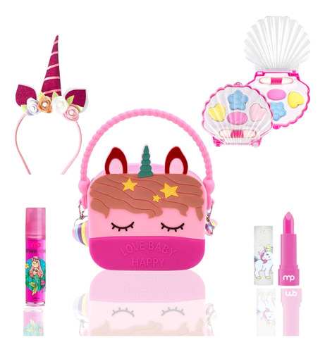 Kit De Maquiagem Infantil Menina Bolsa E Tiara Unicornio