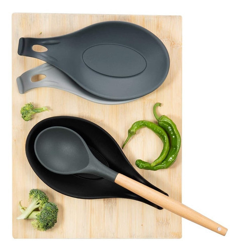 Porta Cucharon De Silicona Soporte Para Cuchara Reposa Color Verde Agua