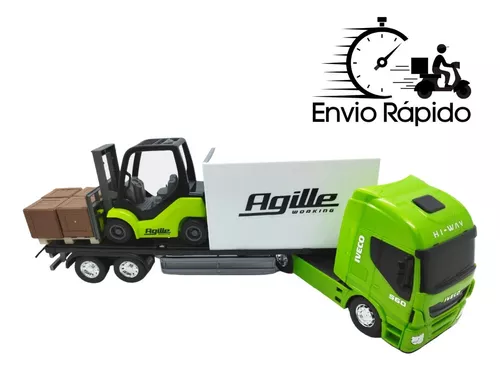 Brinquedo Carreta Iveco Hi-way Com Empilhadeira Agille