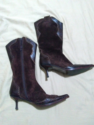 Botas Texanas Unicas!!!!!cuero Con Cierre