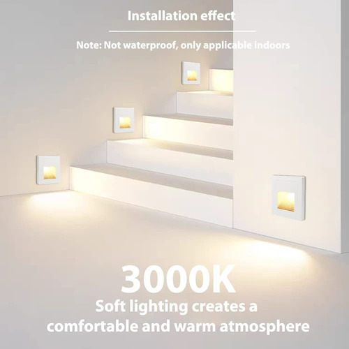 Lampara Led Escalera Pared Cortesía Empotrable Foco 1.5w Luz Blanca Cálida