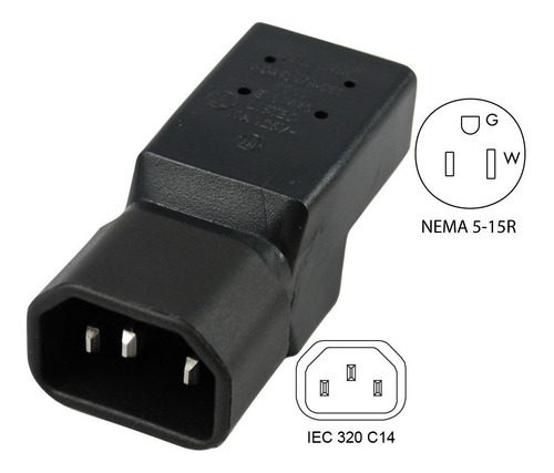 Imagen 4 de 8 de Adaptador Para Ups C14 A Nema5-15r Tipo Apc