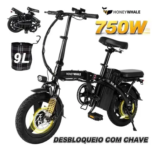 Honeywhale S6-s Bicicleta Elétrica Adulto, 750w-40km-35km/h-125kg, Scooter-Ebike-velocidade-autonomia-carga-fat-de-dobrável, Bike Com Sistema De Freios A Disco,