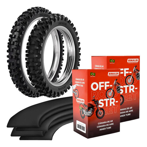 Par Pneu Cross 80/100-21 + 110/90-19 Rw33 Rinaldi + Câmara
