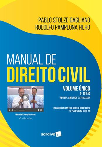 Manual de Direito Civil - Volume Único, de Pamplona Filho, Rodolfo. Editora Saraiva Educação S. A., capa dura em português, 2021