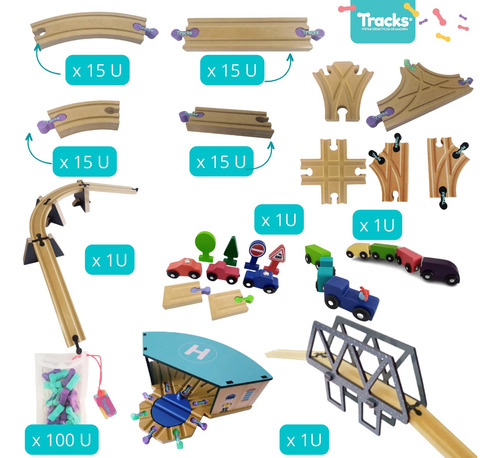 Imagen 2 de 9 de Combo Mega Tracks Trenes Vias Puentes Ciudad