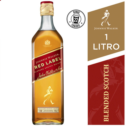 Imagen 2 de 3 de Whisky Johnnie Walker Red Label Etiqueta Roja 1 Litro