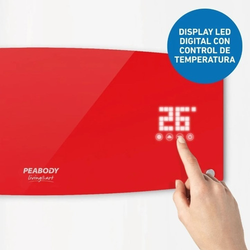 Imagen 3 de 9 de Caloventor Pared Peabody Pe-cvl20b Led 2000 W Placa Vidrio