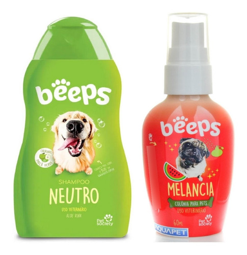 Kit Shampoo Beeps Neutro 500ml + Colônia De Melancia 60ml