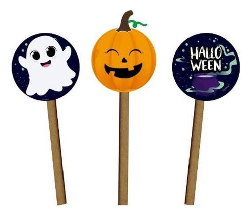 Pick Decorativo Festa Halloween 3 Und Mdf Plaquinha Enfeite