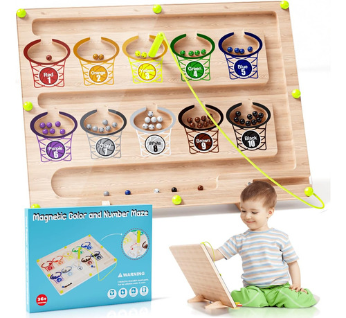 Magnético Color Y Laberinto De Números, Montessori Wooden Ma