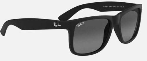 Óculos De Sol Polarizados Ray-ban Justin Preto 14.0cm X 55.0cm X 14.0cm, Cor Preto Armação De Policarbonato Cor Preto, Lente Preto Haste De Preto - Rb4165