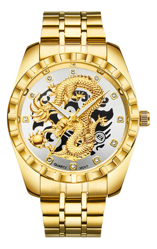 Reloj Wlisth Diamond Waterpro Para Hombre, Diseño De Dragón,