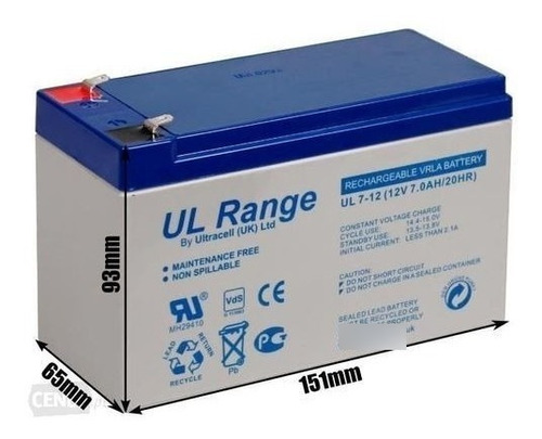 Bateria Gel Alarma Ups Leds 12v 7ah 12 7a Ultracell Mfull
