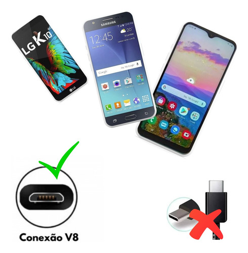 Cabo 1,5mt Full Hdmi X V8 Transmissão Conect Celular P/ Tv