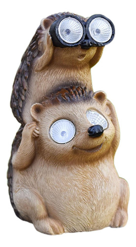 Figurita De Animales De Resina, Luces Led, Erizo10x10x17,5cm