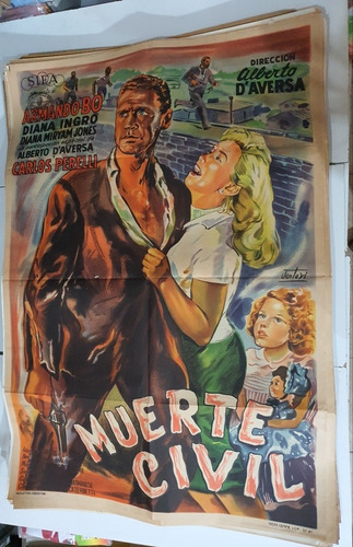 Antiguo Afiche De Cine Original-muerte Civil-sb