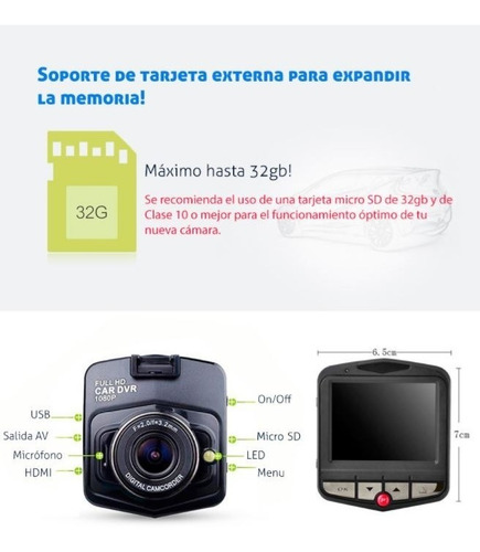 Imagen 5 de 5 de Camara Dvr Grabador Para Automovil Full Hd Gt300 Envio Grati