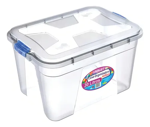 Caixa organizadora transparente de plástico 30l Uninjet